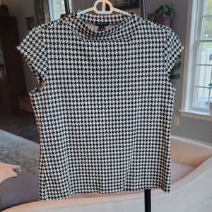 Ann Taylor Classic Black and White Houndstooth Blouse